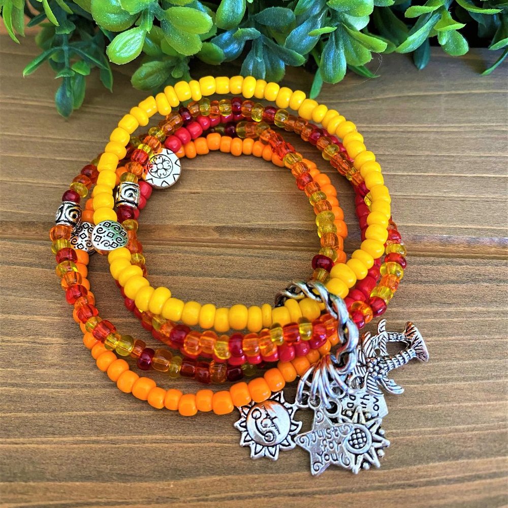 New Stack of 5 Boho Bracelets Southwest Colors - Picture 3 of 6